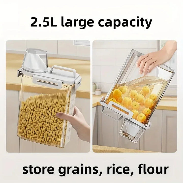 Airtight Grain Storage Container | 2.5L Rice, Cereal &amp; Flour Dispenser with Measuring Cup 4