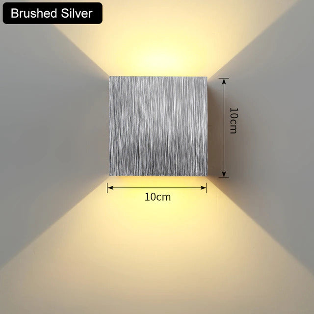 Aluminium Wall Light 10 x 10 x 5 cm | 5 Shade Colours, Warm or Cool White | Wall-Mounted LED with Two Bulbs Included