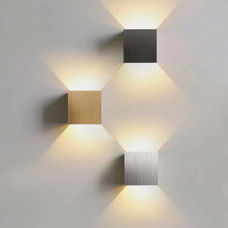 Aluminium Wall Light 10 x 10 x 5 cm | 5 Shade Colours, Warm or Cool White | Wall-Mounted LED with Two Bulbs Included