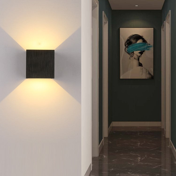 Aluminium Wall Light 10 x 10 x 5 cm | 5 Shade Colours, Warm or Cool White | Wall-Mounted LED with Two Bulbs Included