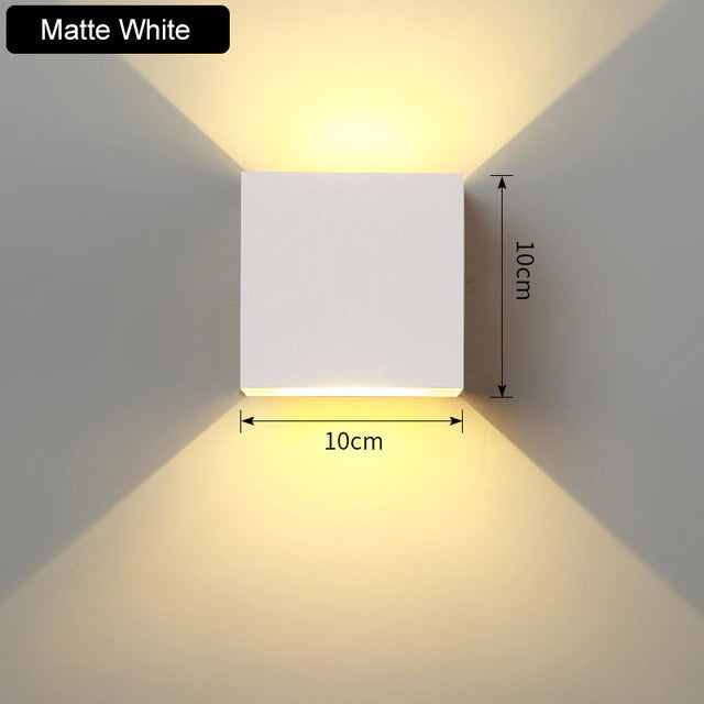 Aluminium Wall Light 10 x 10 x 5 cm | 5 Shade Colours, Warm or Cool White | Wall-Mounted LED with Two Bulbs Included