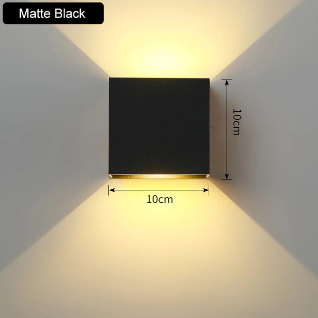 Aluminium Wall Light 10 x 10 x 5 cm | 5 Shade Colours, Warm or Cool White | Wall-Mounted LED with Two Bulbs Included
