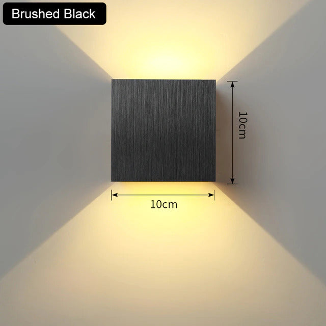 Aluminium Wall Light 10 x 10 x 5 cm | 5 Shade Colours, Warm or Cool White | Wall-Mounted LED with Two Bulbs Included