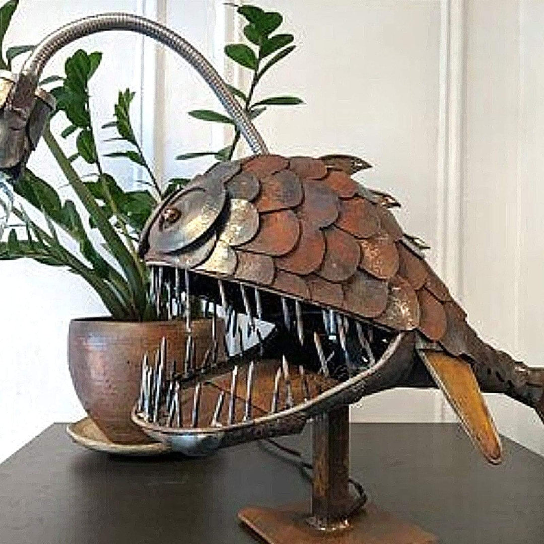 Anglerfish Lamp Resin Sculpture | Detailed Deep-Sea Creature Design | Warm Ambient Light for Desk, Office &amp; Shelf