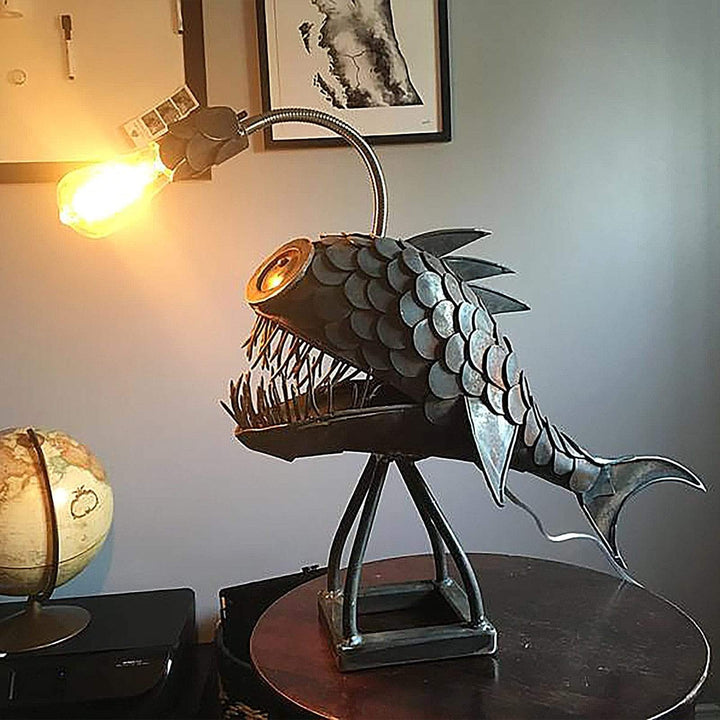 Anglerfish Lamp Resin Sculpture | Detailed Deep-Sea Creature Design | Warm Ambient Light for Desk, Office &amp; Shelf
