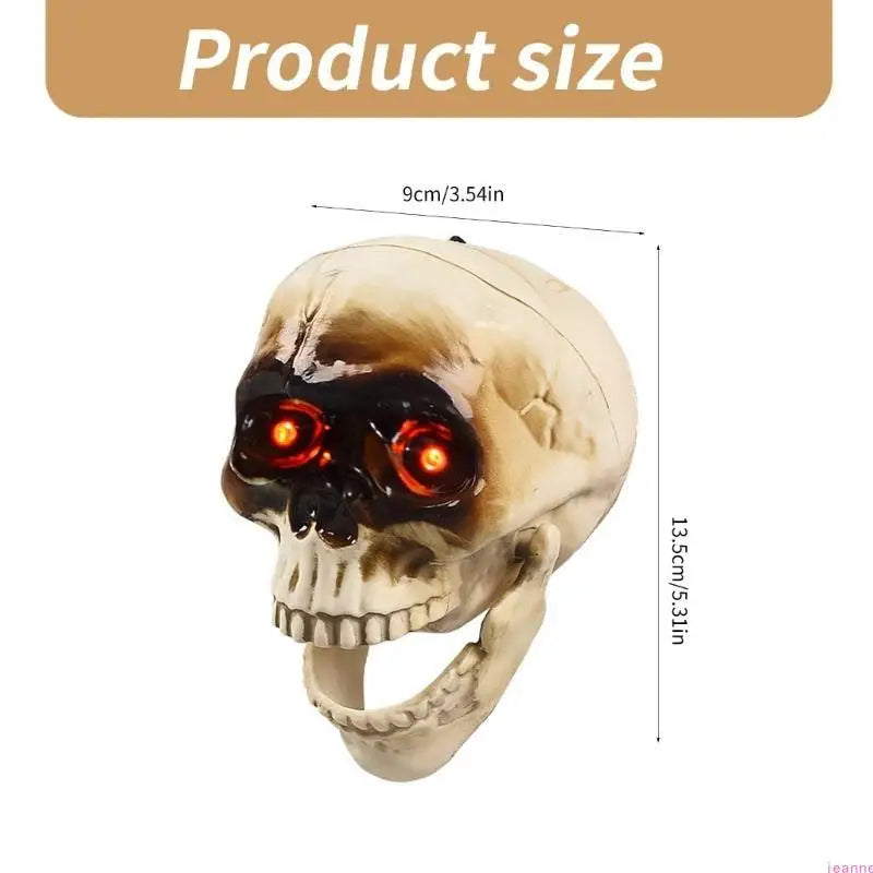 Animated Halloween Skeleton Head | Flashing Red Eyes &amp; Moving Jaw | Plastic Halloween Decoration with Built-In Hanging Loop
