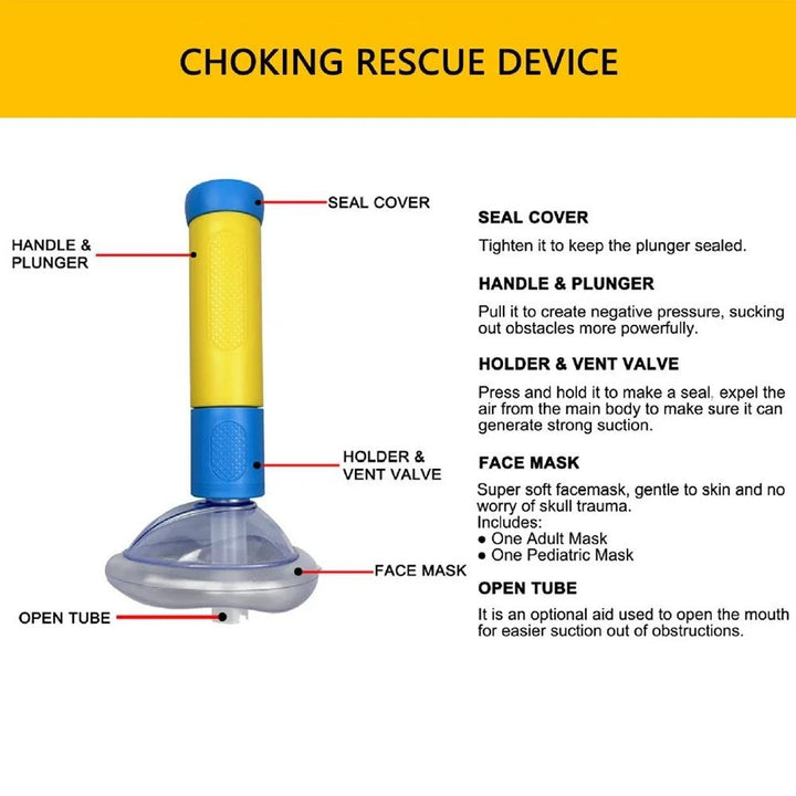 Anti Choking Device Medical-Grade Plastic | Spring-Loaded Suction Mechanism | Quick Emergency Airway Relief Tool