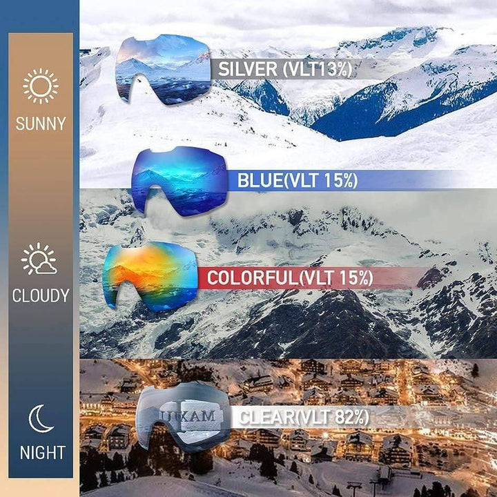 Anti-Fog Ski Goggles OTG Compatible | Spherical PC+UV Lens for Anti-Glare | Fits Helmets &amp; Prescription Glasses
