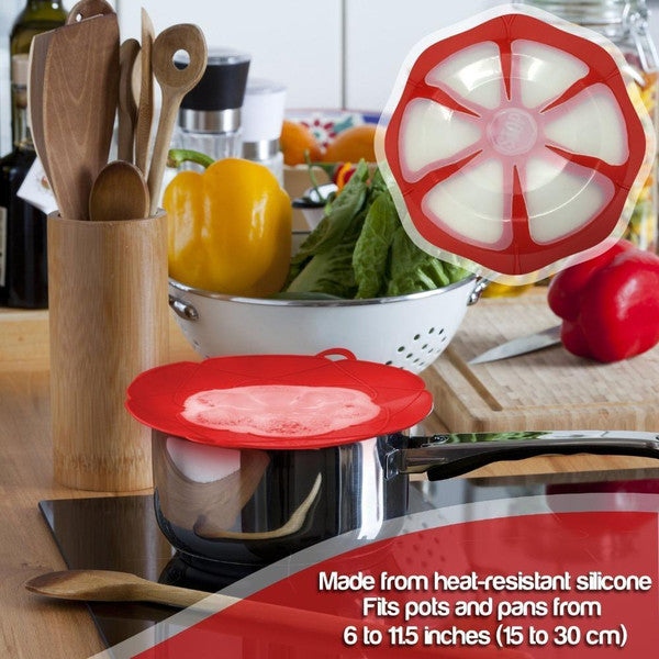 Anti-Spill Lid Cover Silicone | Boil-Over Spill Stopper, Heat-Resistant, Microwave Safe | Prevents Stovetop Spills and Mess
