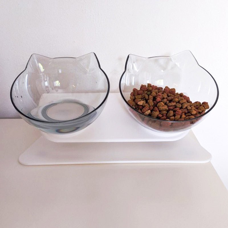 Anti-Vomiting Cat Bowl | Forward Tilt, Lift-Out Twin Bowls
