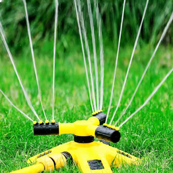 AquaFlow 360° Rotating Garden Sprinkler | 4 Adjustable Nozzles | Expandable | Hose Compatible