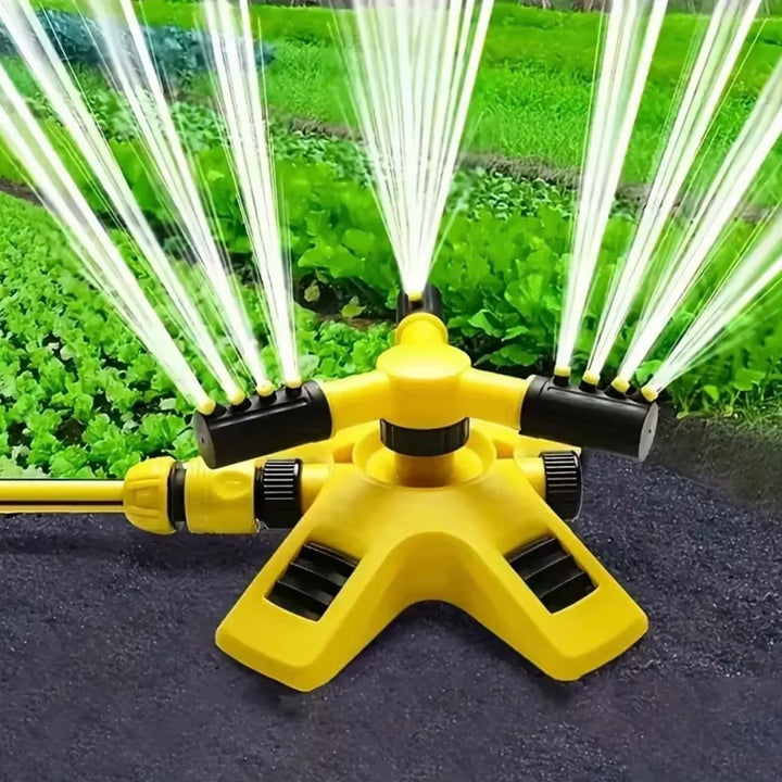 AquaFlow 360° Rotating Garden Sprinkler | 4 Adjustable Nozzles | Expandable | Hose Compatible