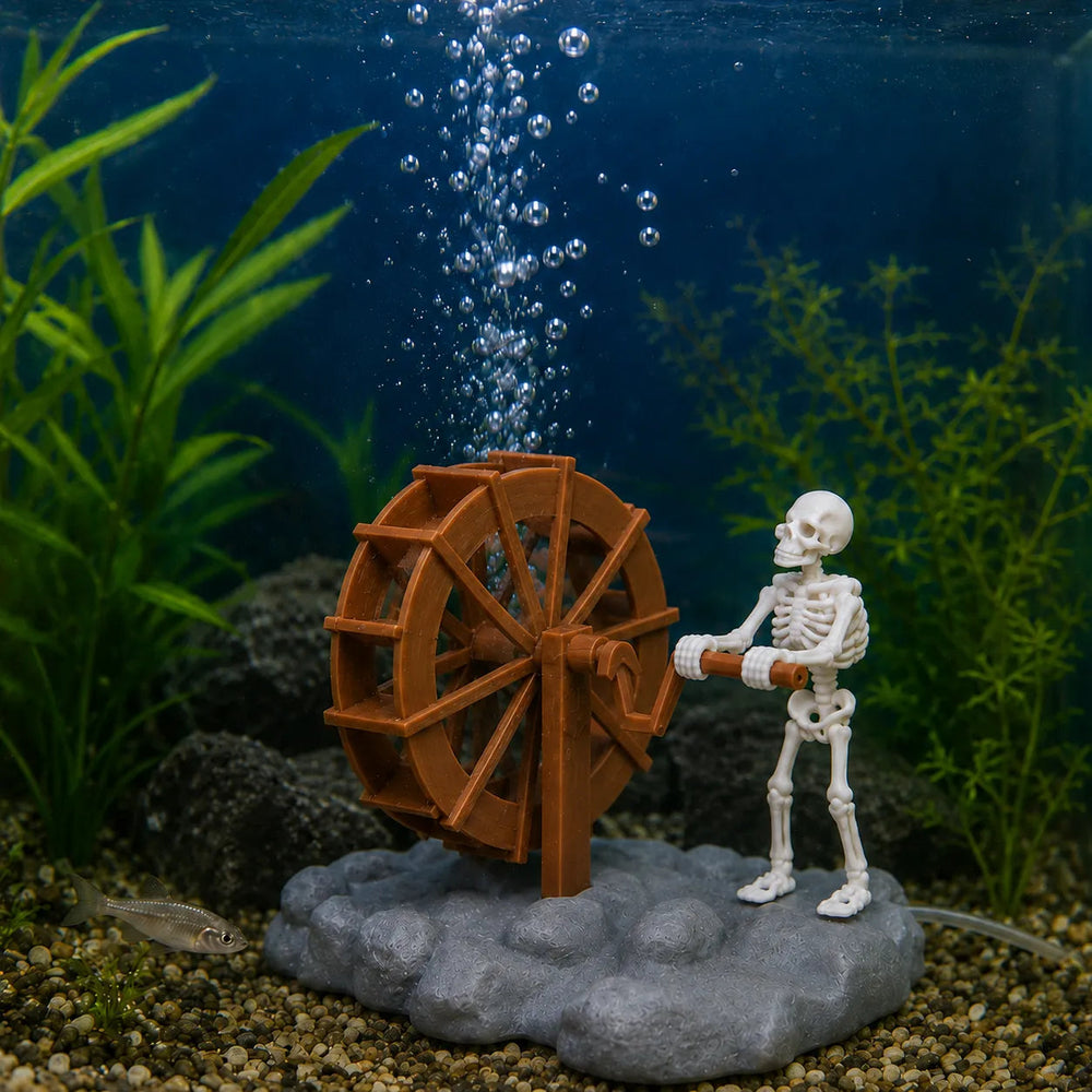 Aquarium Decoration Skeleton | Waterwheel Bubble Aerator
