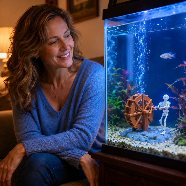 Aquarium Decoration Skeleton | Waterwheel Bubble Aerator