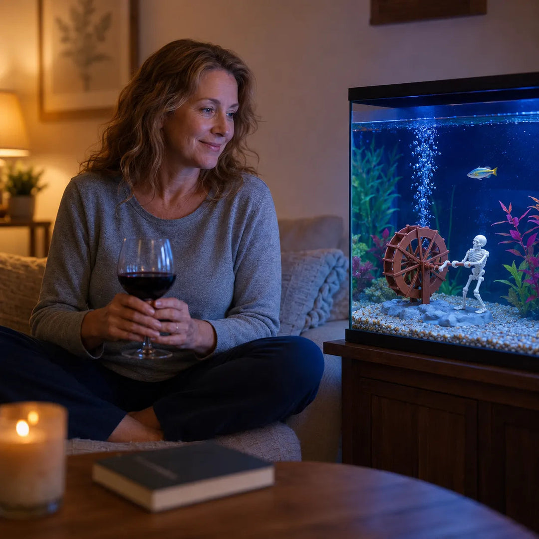 Aquarium Decoration Skeleton | Waterwheel Bubble Aerator