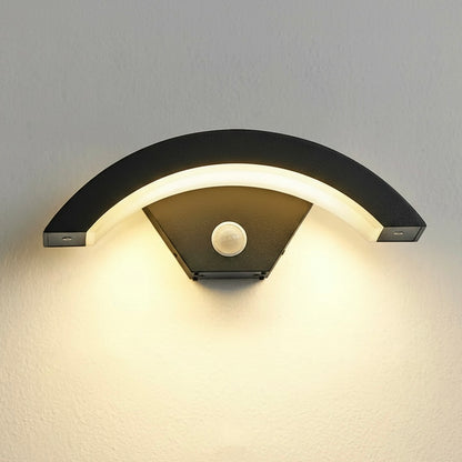 Sleek black metal and acrylic AureliaGlow outdoor wall lantern for exterior lighting.