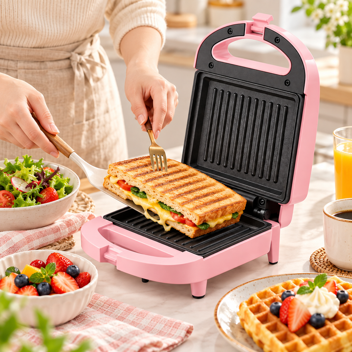 Auto Sealing Sandwich Maker Toaster | Dual Heat Non-Stick Plates | Compact Countertop Design for Mess-Free Meals 2