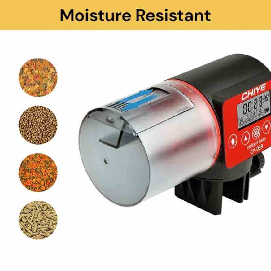 Automatic Aquarium Feeder | Programmable Up to 4 Daily Feedings | 200 ml Moisture-Resistant Hopper, Clip or Adhesive Mount