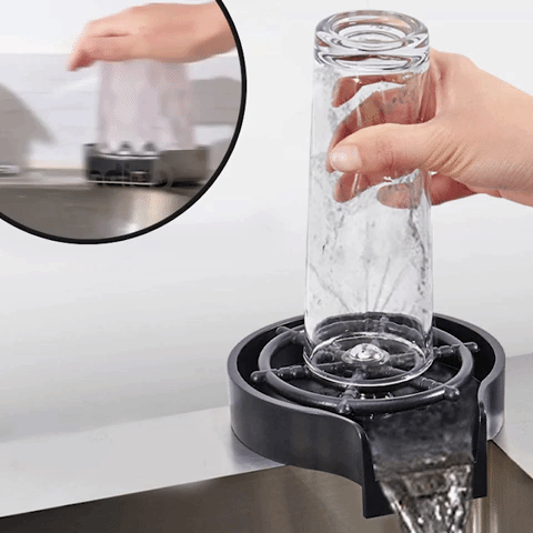 Automatic Cup Cleaner | Press-Down Spray, Sink Edge Base