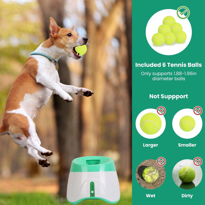 Automatic Dog Ball Launcher | 3 Distance Settings | Infrared Safety Sensor | 5-Hour Battery | Includes 6 Balls