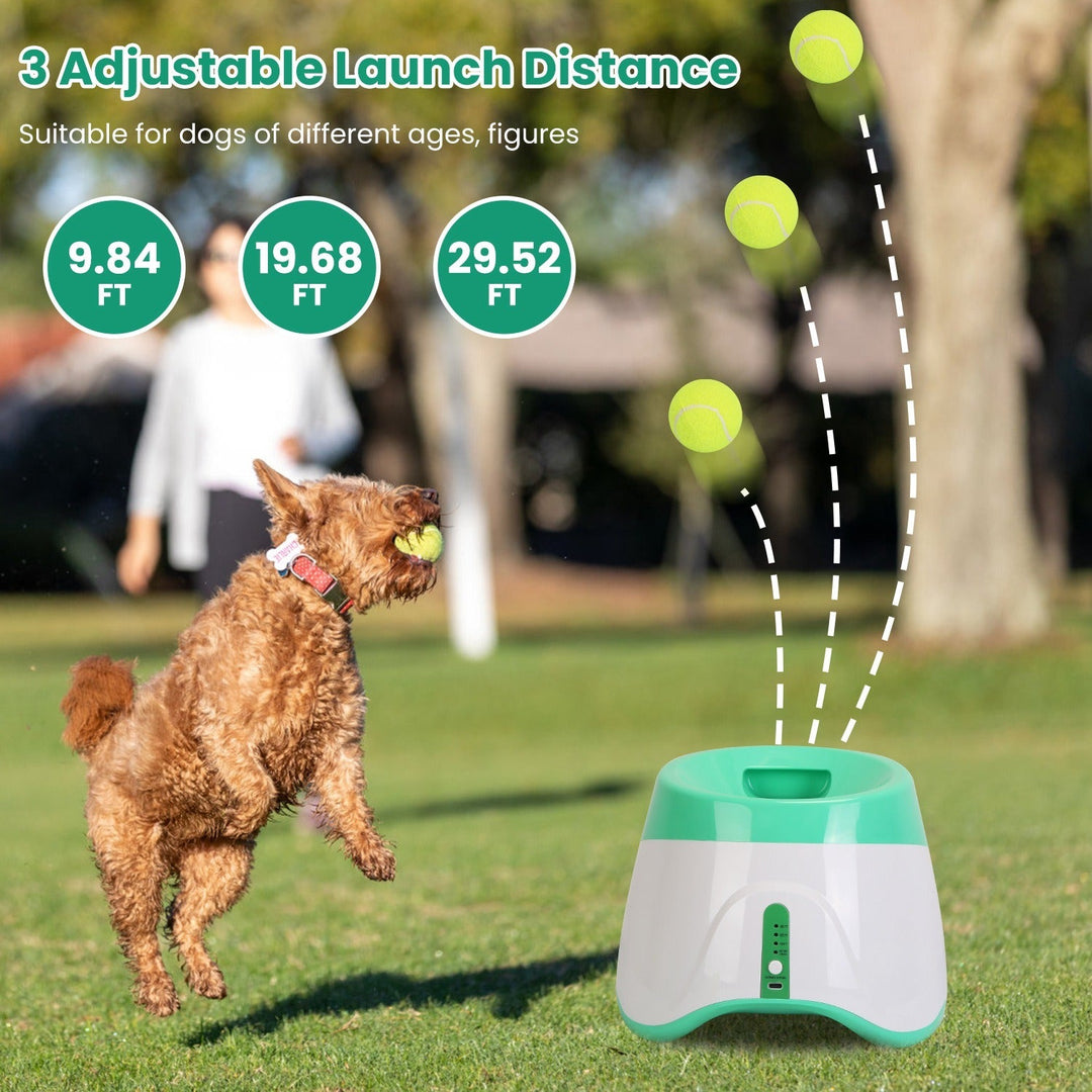 Automatic Dog Ball Launcher | 3 Distance Settings | Infrared Safety Sensor | 5-Hour Battery | Includes 6 Balls