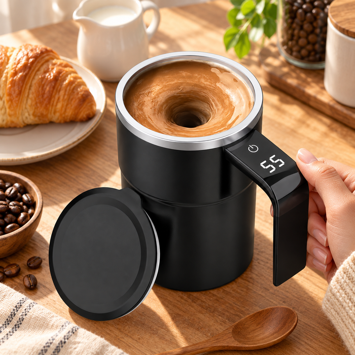 Stirring Mug Rechargeable Magnetic Mixing with Temperature Display 4