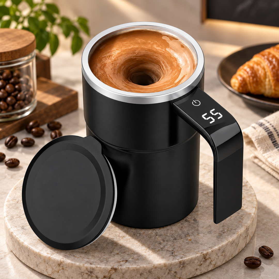 Stirring Mug Rechargeable Magnetic Mixing with Temperature Display 1