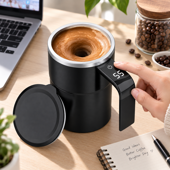 Stirring Mug Rechargeable Magnetic Mixing with Temperature Display 2