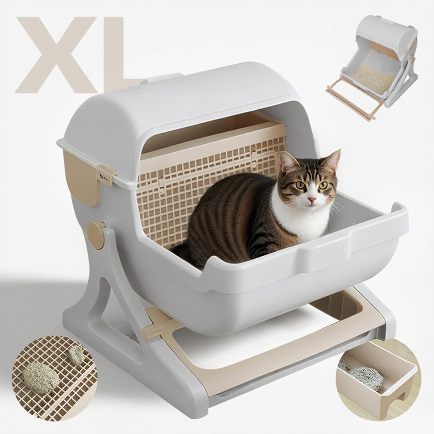 Automatic Cat Litter Box with Built-In Tipping Tray | Odourless Design for Easy Cleaning 7