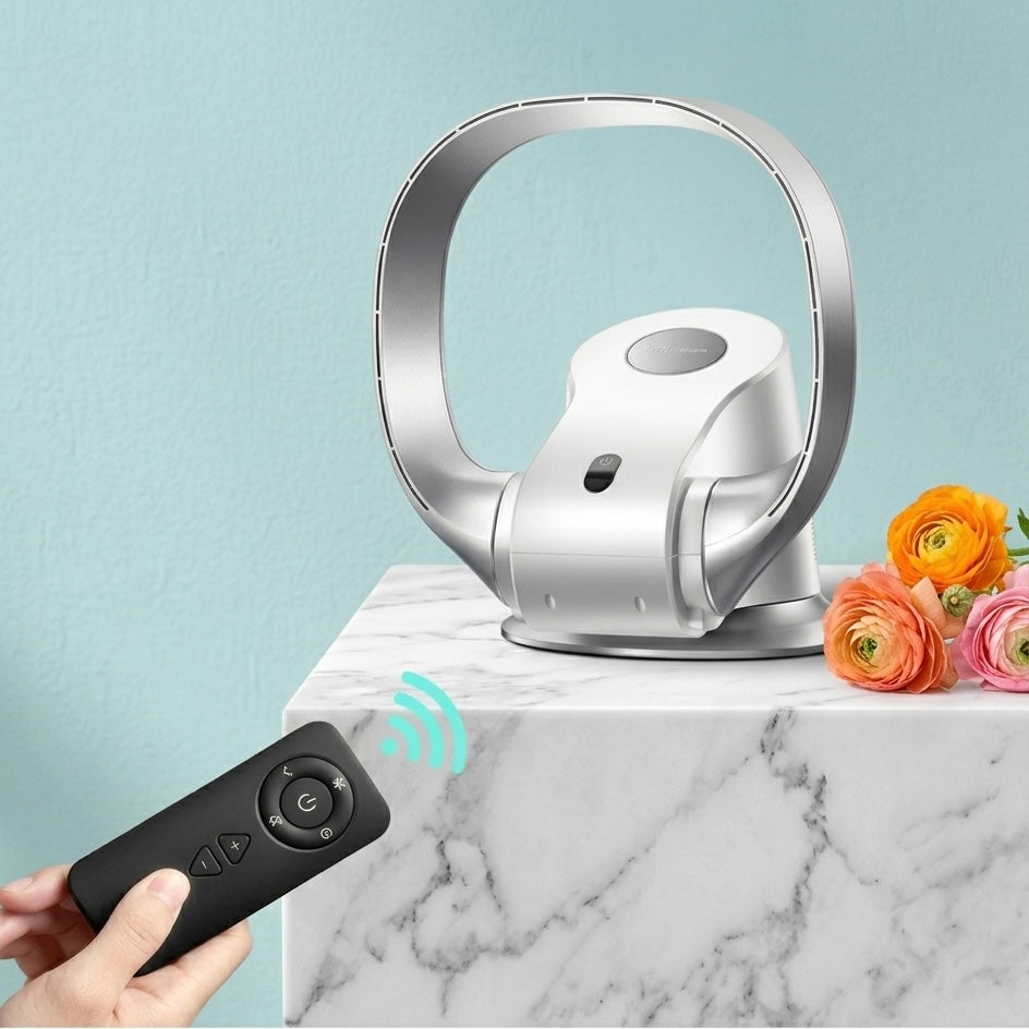 Bladeless Wall Fan | 10 Speeds | 35dB | Remote Control | 1–8hr Timer | Wall Mount & Tabletop