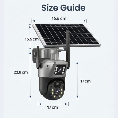 4K Solar Security Camera | Dual Lens 10x Zoom | 360° View | IP66 | 12000mAh | Two-Way Audio