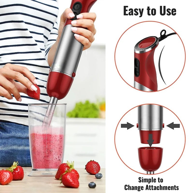 5-in-1 Immersion Handheld Blender Set | 1000W Copper Motor, 12 Speeds + Turbo | Stainless Steel Blades for Smoothies &amp; Soups 9