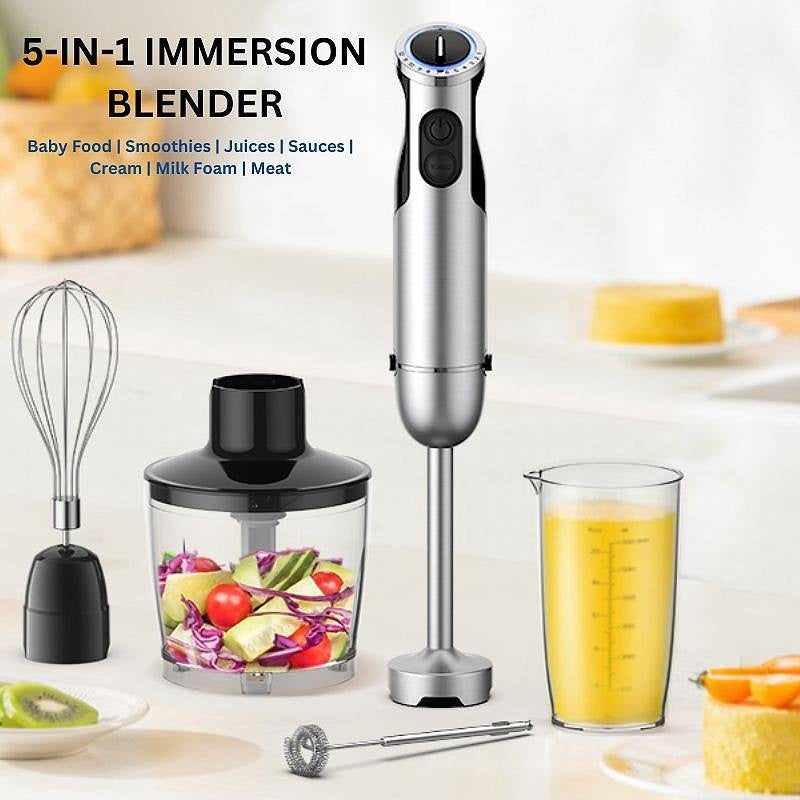 5-in-1 Immersion Handheld Blender Set | 1000W Copper Motor, 12 Speeds + Turbo | Stainless Steel Blades for Smoothies &amp; Soups 3