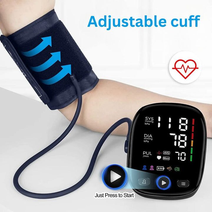 Blood Pressure Monitor with LED Display | Dual-User Memory, 120 Readings Each | Battery or USB-C, Auto Arm Detection 3