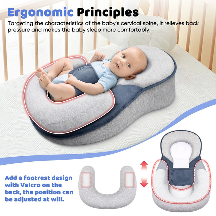 Baby Rest Pillow | 15° Incline | Adjustable Microbead Roller | Breathable Fabric | Newborn Support