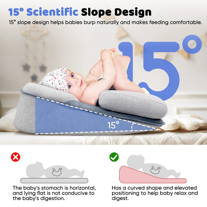 Baby Rest Pillow | 15° Incline | Adjustable Microbead Roller | Breathable Fabric | Newborn Support
