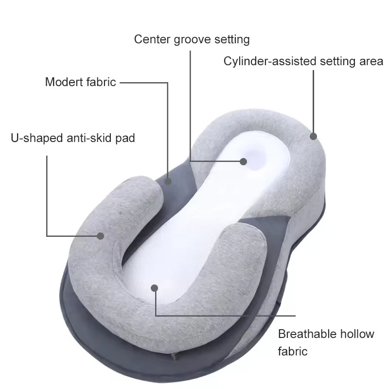 Baby Rest Pillow | 15° Incline | Adjustable Microbead Roller | Breathable Fabric | Newborn Support