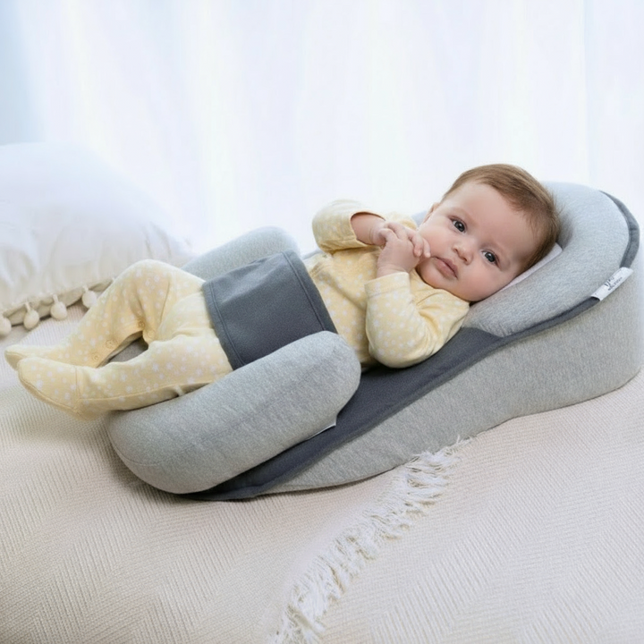Baby Support Pillow | 15° Incline | Memory Foam | 100% Cotton Cover | Newborn to 6 Months | Gray