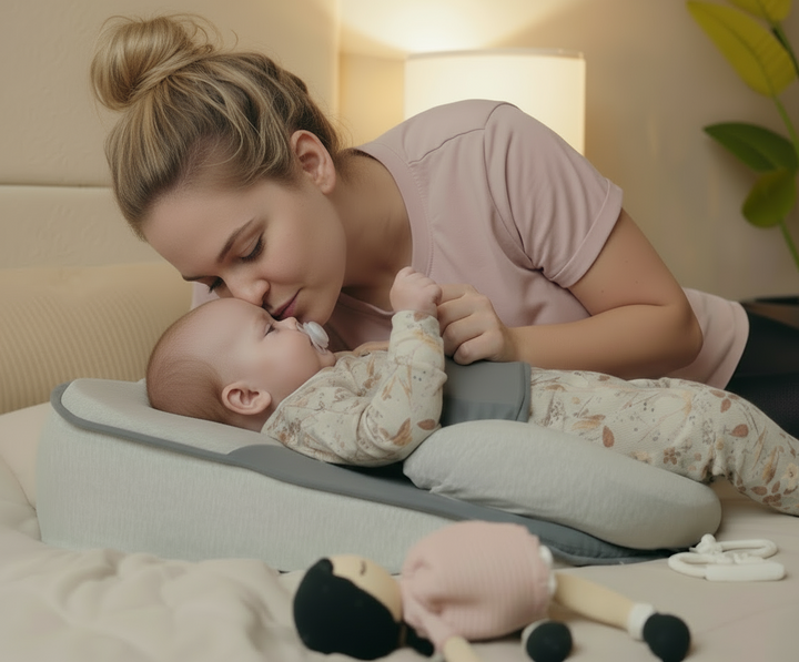 Baby Support Pillow | 15° Incline | Memory Foam | 100% Cotton Cover | Newborn to 6 Months | Gray