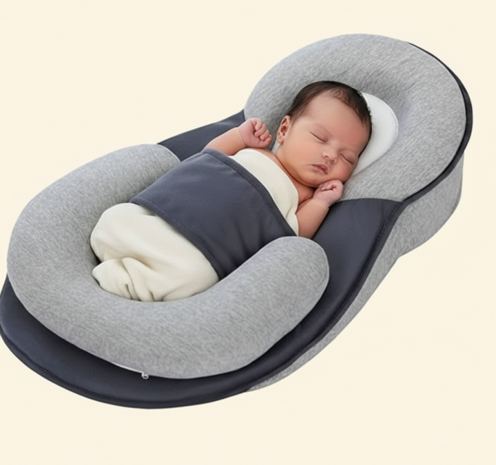 Baby Support Pillow | 15° Incline | Memory Foam | 100% Cotton Cover | Newborn to 6 Months | Gray