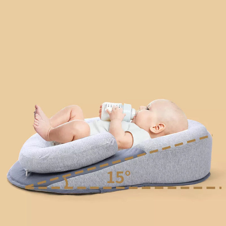 Baby Support Pillow | 15° Incline | Memory Foam | 100% Cotton Cover | Newborn to 6 Months | Gray