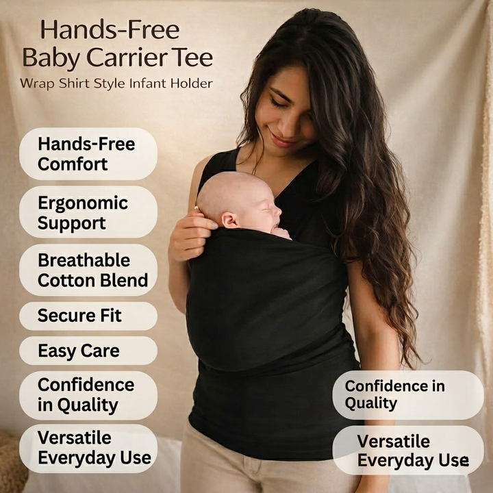 Hands-Free Baby Carrier T-Shirt Adjustable Infant Pouch 4