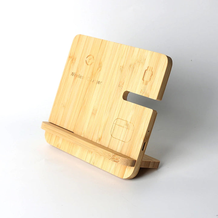 Bamboo Wireless Charging Station 3 in 1 Stand | Eco Charging Dock