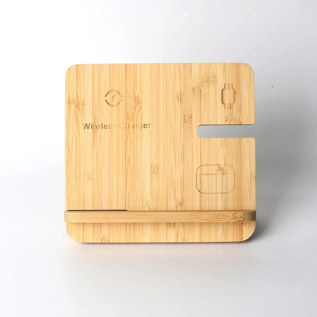 Bamboo Wireless Charging Station 3 in 1 Stand | Eco Charging Dock