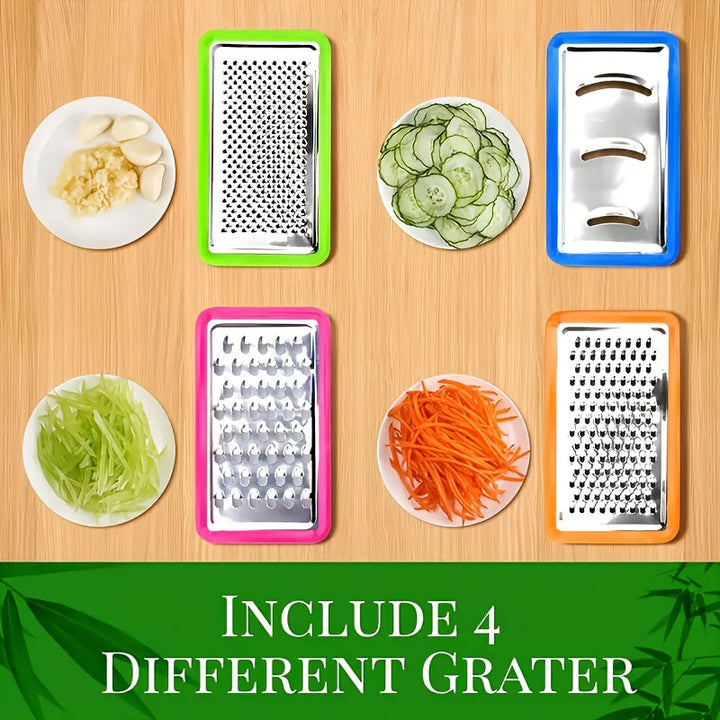 Bamboo Cutting Board with Storage Trays &amp; Graters | Multifunctional Kitchen Prep Station 7