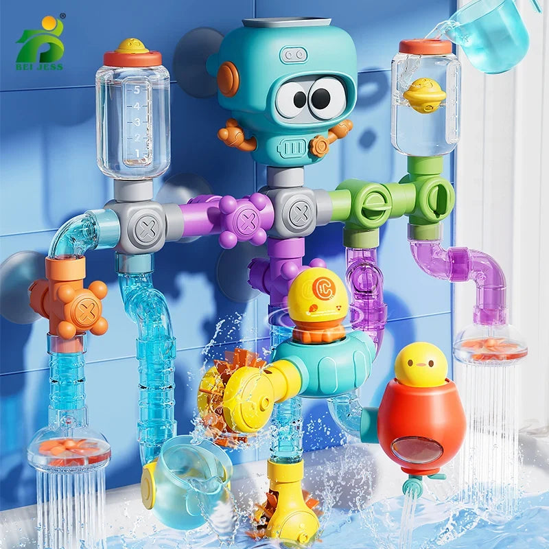 Bath Toy Robot | 21-Piece Water Pipe Playset