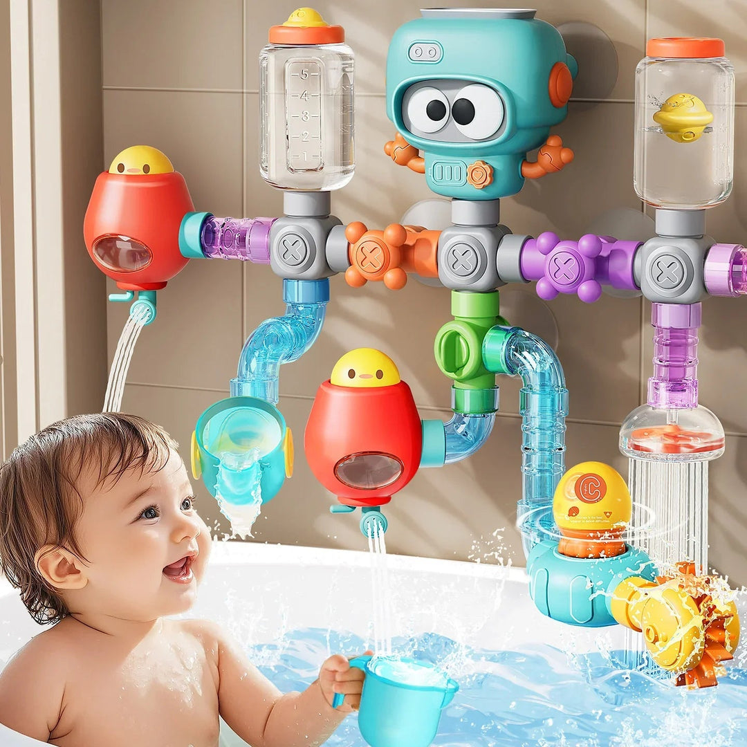 Bath Toy Robot | 21-Piece Water Pipe Playset