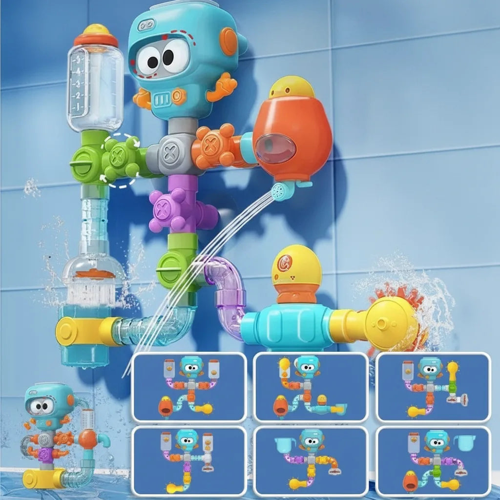 Bath Toy Robot | 21-Piece Water Pipe Playset