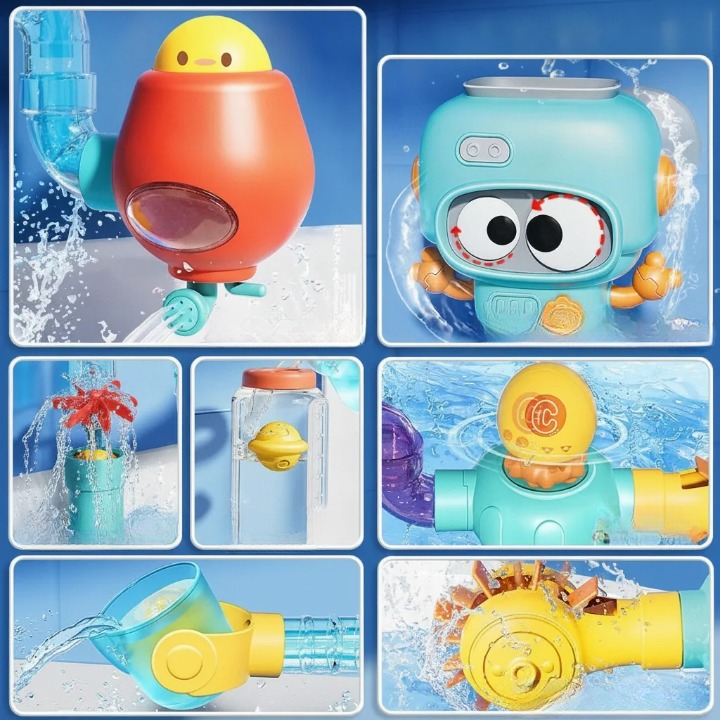 Bath Toy Robot | 21-Piece Water Pipe Playset