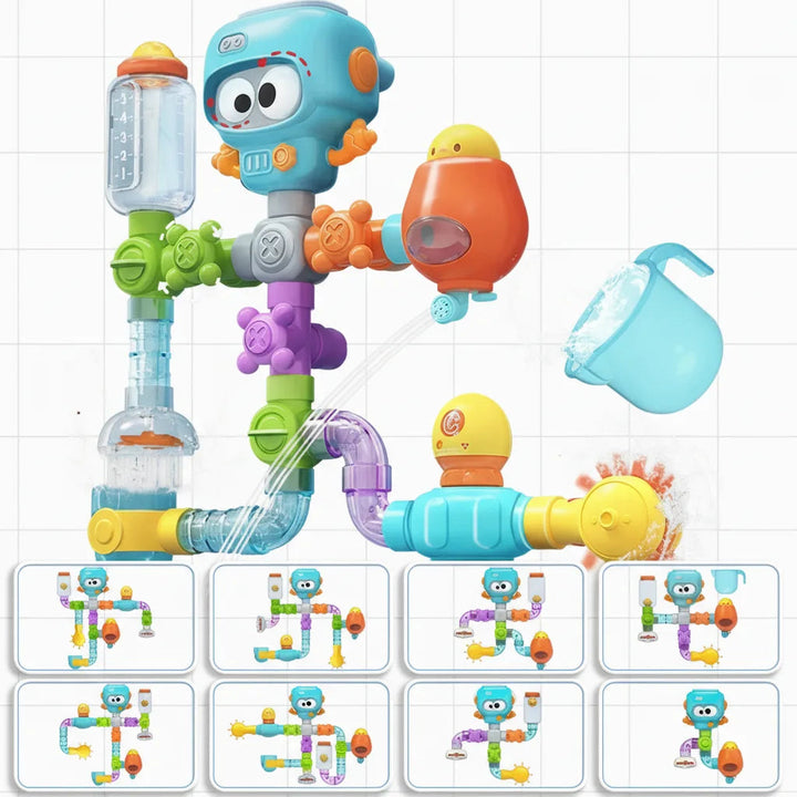Bath Toy Robot | 21-Piece Water Pipe Playset